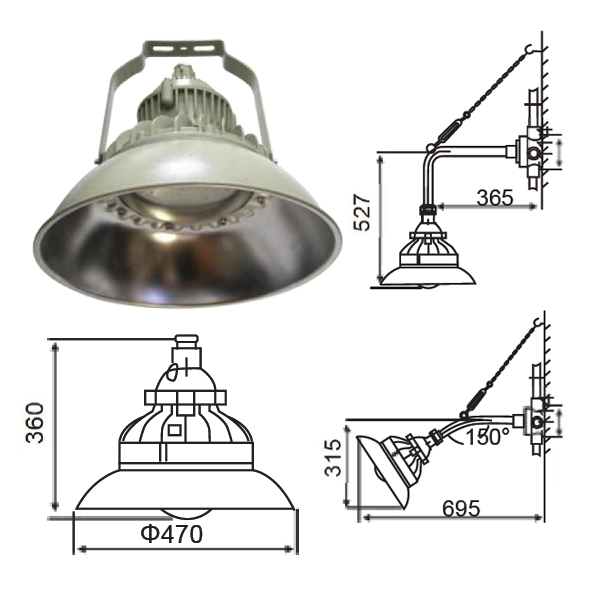 โคมไฟไฮเบย์ กันระเบิด Wall Mount