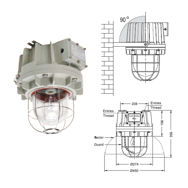 โคมไฟกันระเบิด E27 มีตะแกรง ติดผนัง