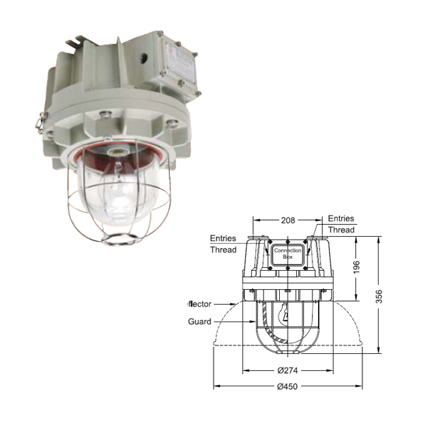โคมไฟกันระเบิด E27 มีตะแกรง