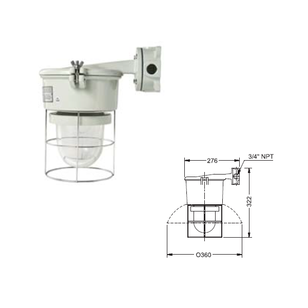 โคมไฟกันระเบิด ขั้ว E27 ติดผนัง