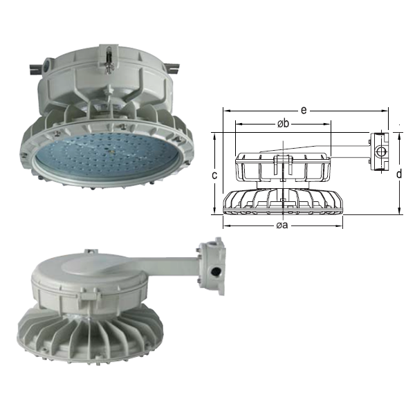 โคมไฮเบย์ LED กันระเบิด ติดผนัง